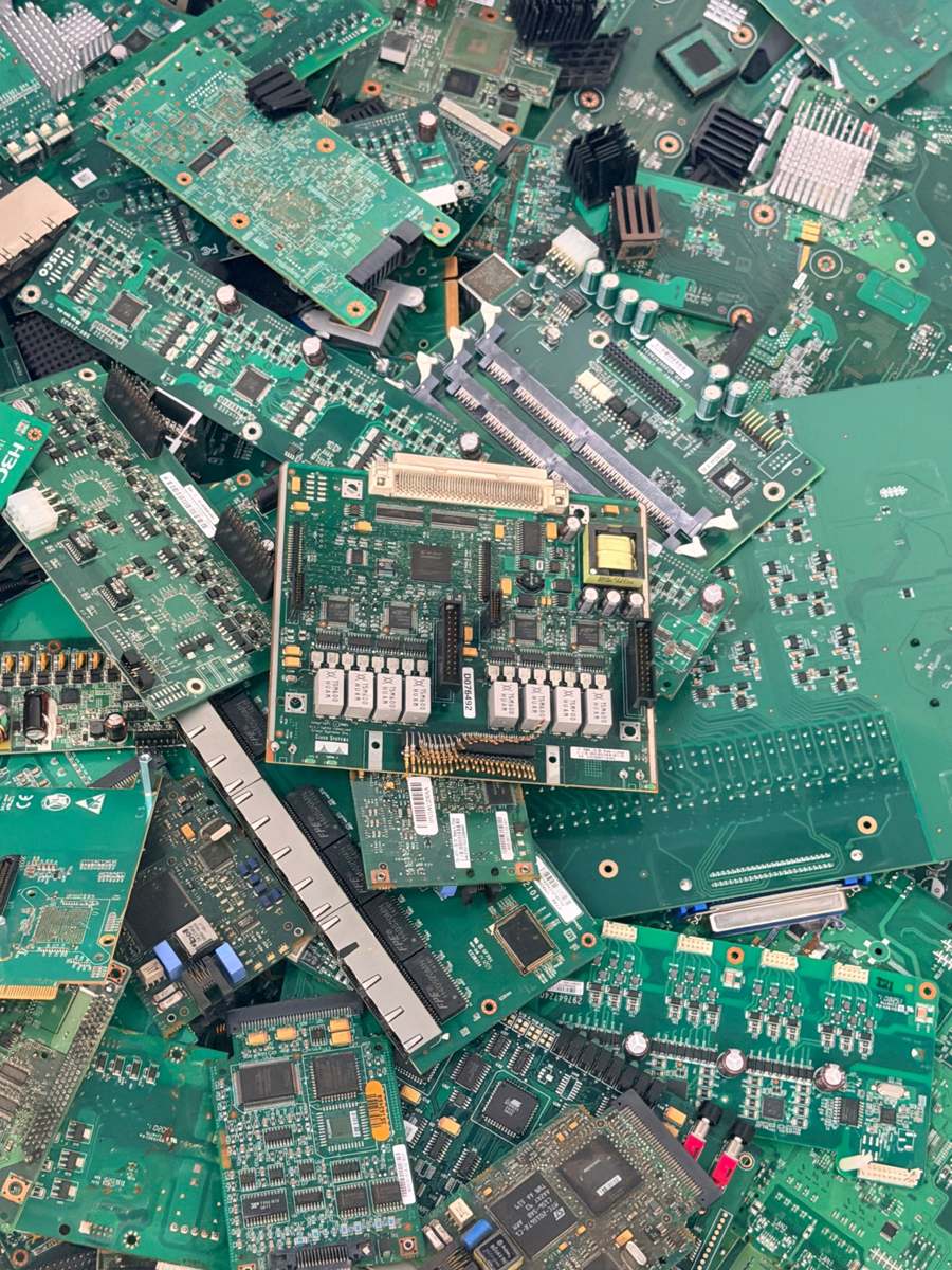 Circuit boards separated for material recovery at the Bradford centre